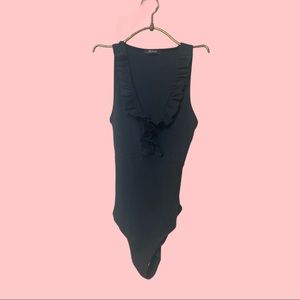 Zara black cotton body suit top.